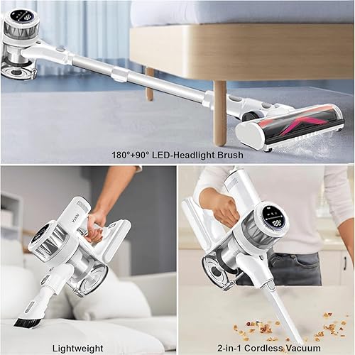 Miniatura 8 de Aspiradora inalámbrica, 600 W, 55 Kpa, 70 minutos, aspiradora para el hogar, detección automática de polvopantalla táctil LED, montaje en pared