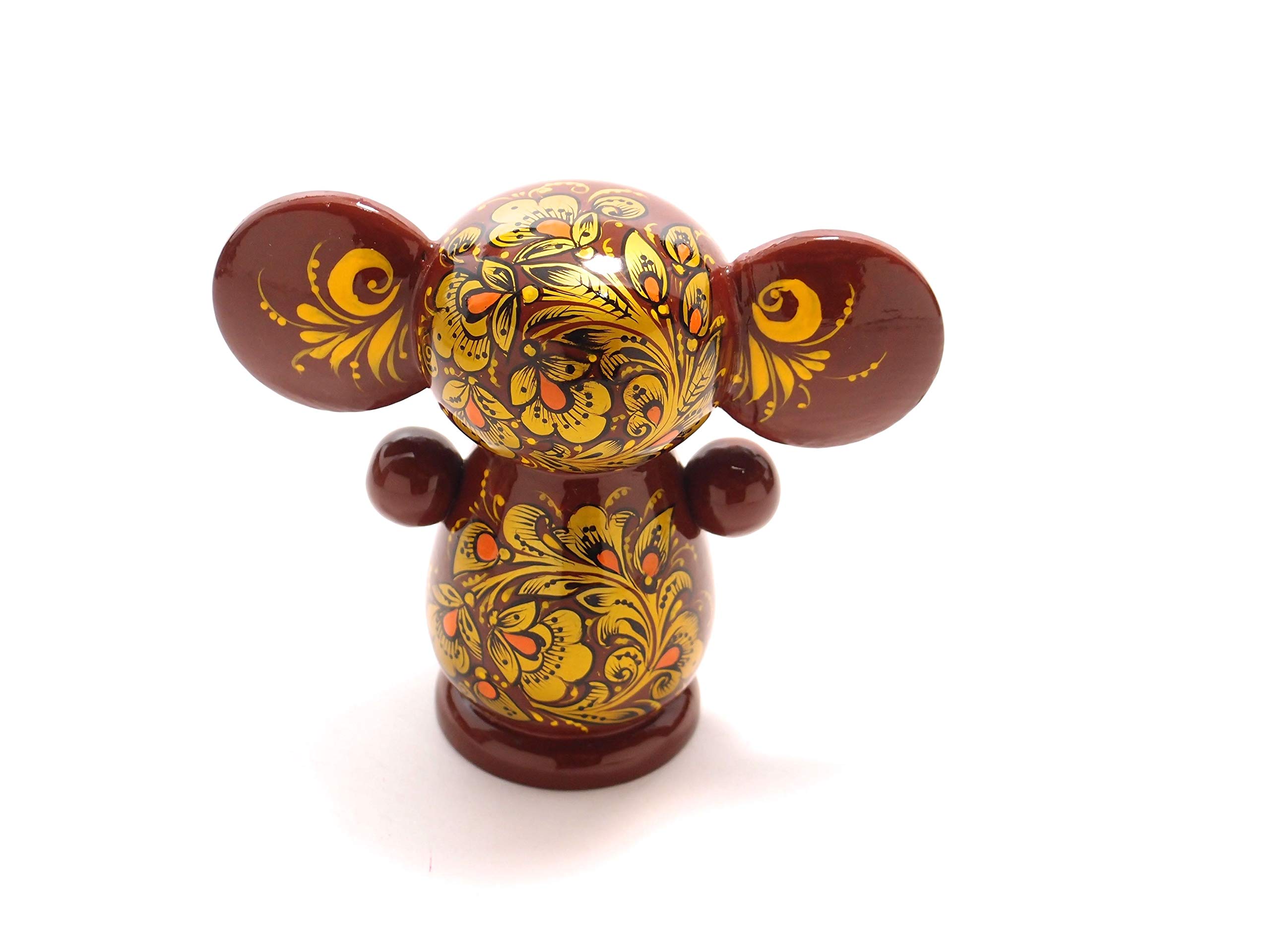 ロシア製　ホフロマ塗　チェブラーシカ　苺模様　ベリー　ブラック　ゴールド　レトロ ロシア製ホフロマ塗チェブラーシカ苺模様ベリーブラックゴールドレトロ