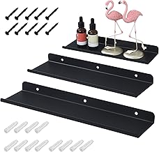Wall Shelf, Set of 3 Pieces, Black Wall Shelf, Waterproof and Moisture-Resistant, Suitable for Decoration and Storage in Living Room, Bedroom, Kitchen and Bathroom