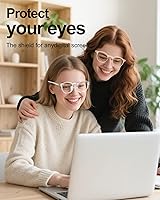 Vista 2 de Blue Light Glasses for Woman, Blue Light Blocking Lightweight Round Eyeglasses for Computer TV Gaming Phone Screen,Eye Strain