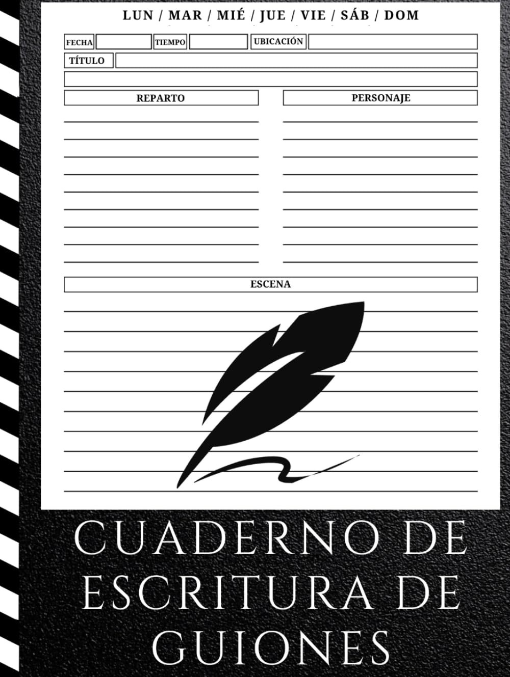Cuaderno de escritura de guiones: Diario de escritura de guiones para llevar un registro de la fecha, la hora, la localización, el título, el reparto, ... guionistas ǀ 8.5 x 11 pulgadas, 120 páginas