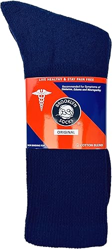 Vista 70 de 6 pares de calcetines de algodón para diabéticos no vinculantes para neuropatía (negro, se adapta a zapatos de hombre talla 12-14.5)