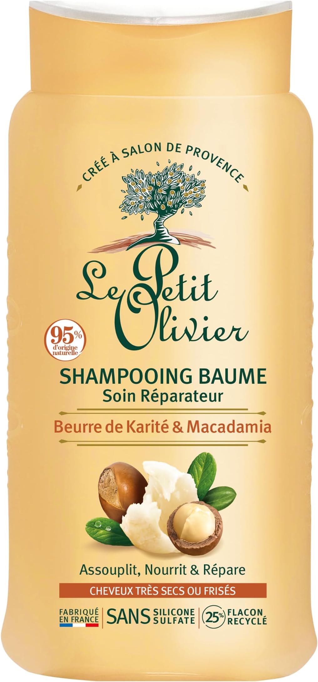 Repairing Shampoo Balm โ Shea & Macadamia โ Nourishes & Repairs โ Very Dry or Frizzy Hair โ Silicone & Sulphate Free โ Made in France โ 250 ml