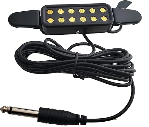 Teisco Del Rey (TM) - Pastilla magnética con clip estilo "lámina dorada" con cable de amplificador