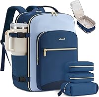 Vista 27 de LOVEVOOK Mochila de viaje de 40 L para mujeres y hombres, equipaje de mano aprobado por aerolíneas con 3 cubos de embalaje, bolsas de noche TSA