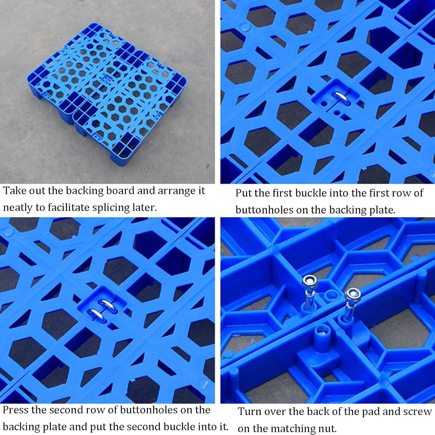 Palettes en Plastique Rayonnages de Stockage de palettes légers Tapis d'entrepôt en polyéthylène Rayonnages de Stockage d'armoires de Cuisine Empilage Facile(Blue-10 Pack,50x42x12cm)