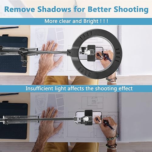 Miniatura 8 de Soporte de vídeo retroproyector Chromlives, brazo articulado para teléfono, soporte mesa superior ChromLives tijeras boom brazo articulado teléfono