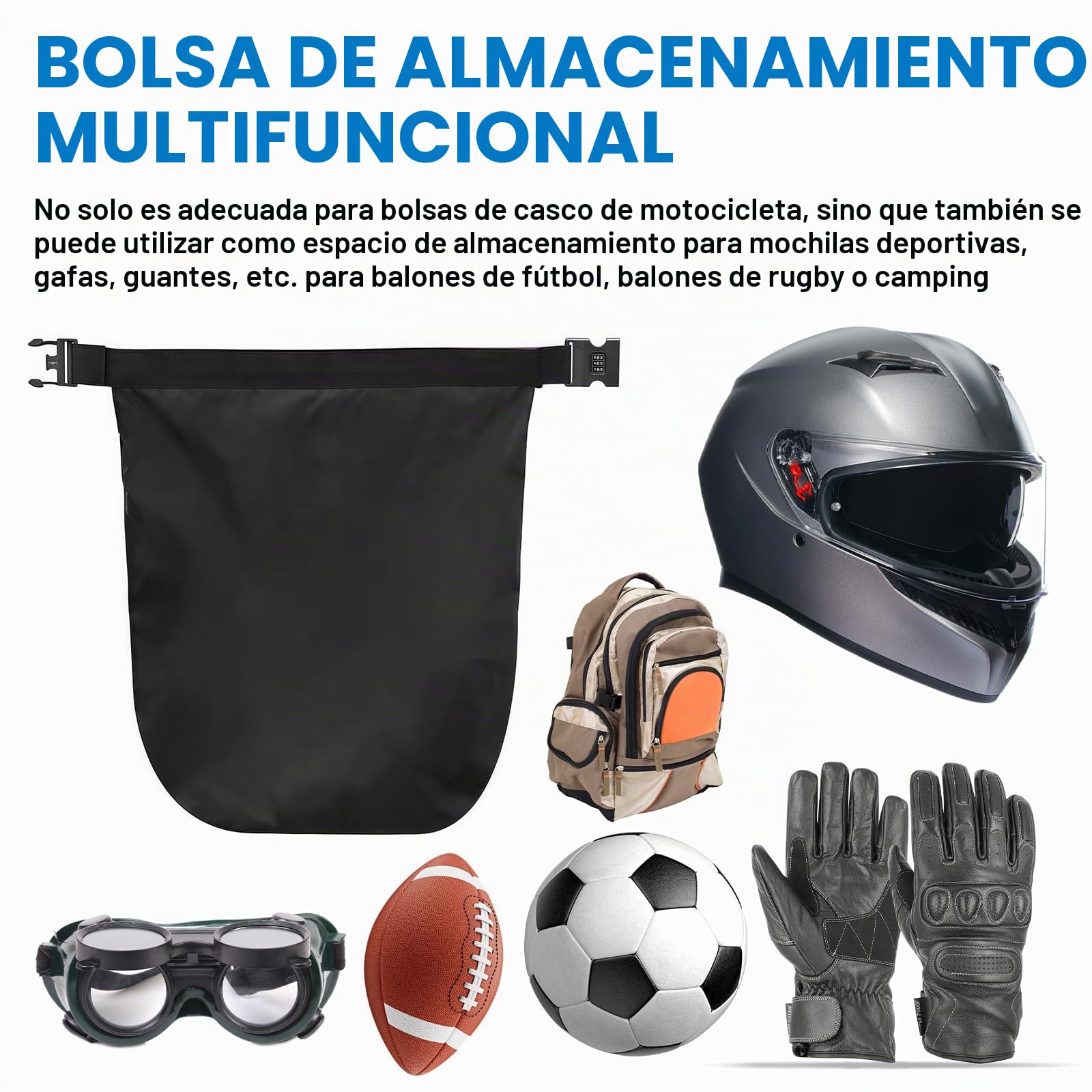 PORFOYO Bolsa para casco de moto, 30 L, con cerradura, grande, impermeable, con candado antirrobo, bolsa de almacenamiento para casco portátil, para la mayoría de cascos de moto