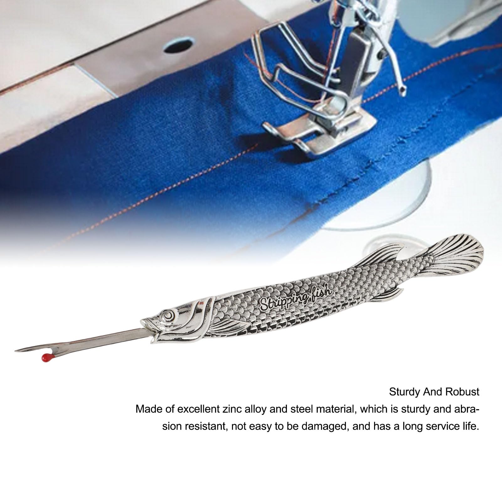 Vintage Seam Ripper, Retro Fish Shape Handle Stitch Ripper Zinc Alloy and Steel Stitch Remover Tool for Removing Sewing Thread (Silver)