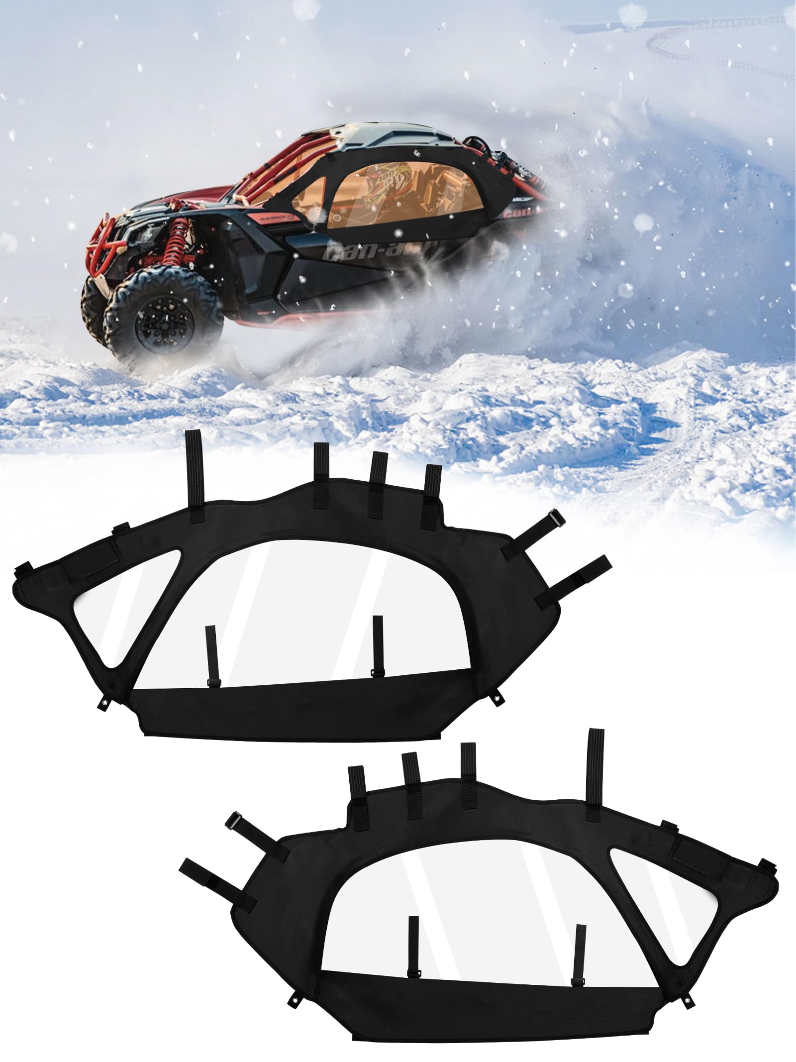 ZIDIYORUO X3 Soft Upper Door Set Kit for Can-Am Maverick X3 2-Seater (2017-2025) | Waterproof, Windproof & UV-Resistant | Heavy-Duty Zipper | Easy