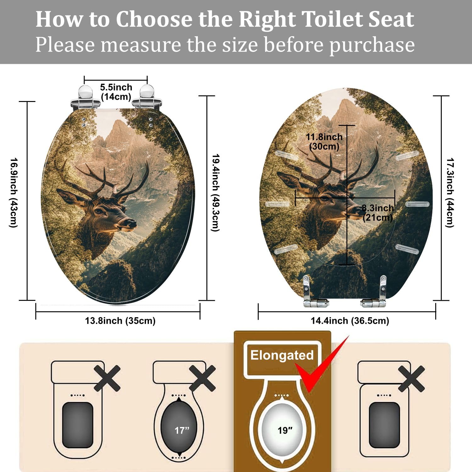 Sedile WC decorativo Sunlit Deer Forest con chiusura ammortizzata e sgancio