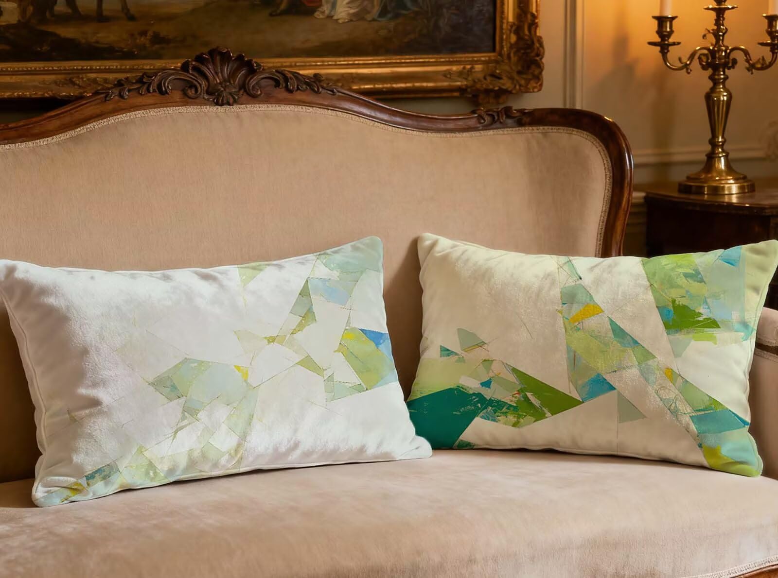 Housse de coussin vert en velours 50x70cm pour decoration maison salon moderne et chambre