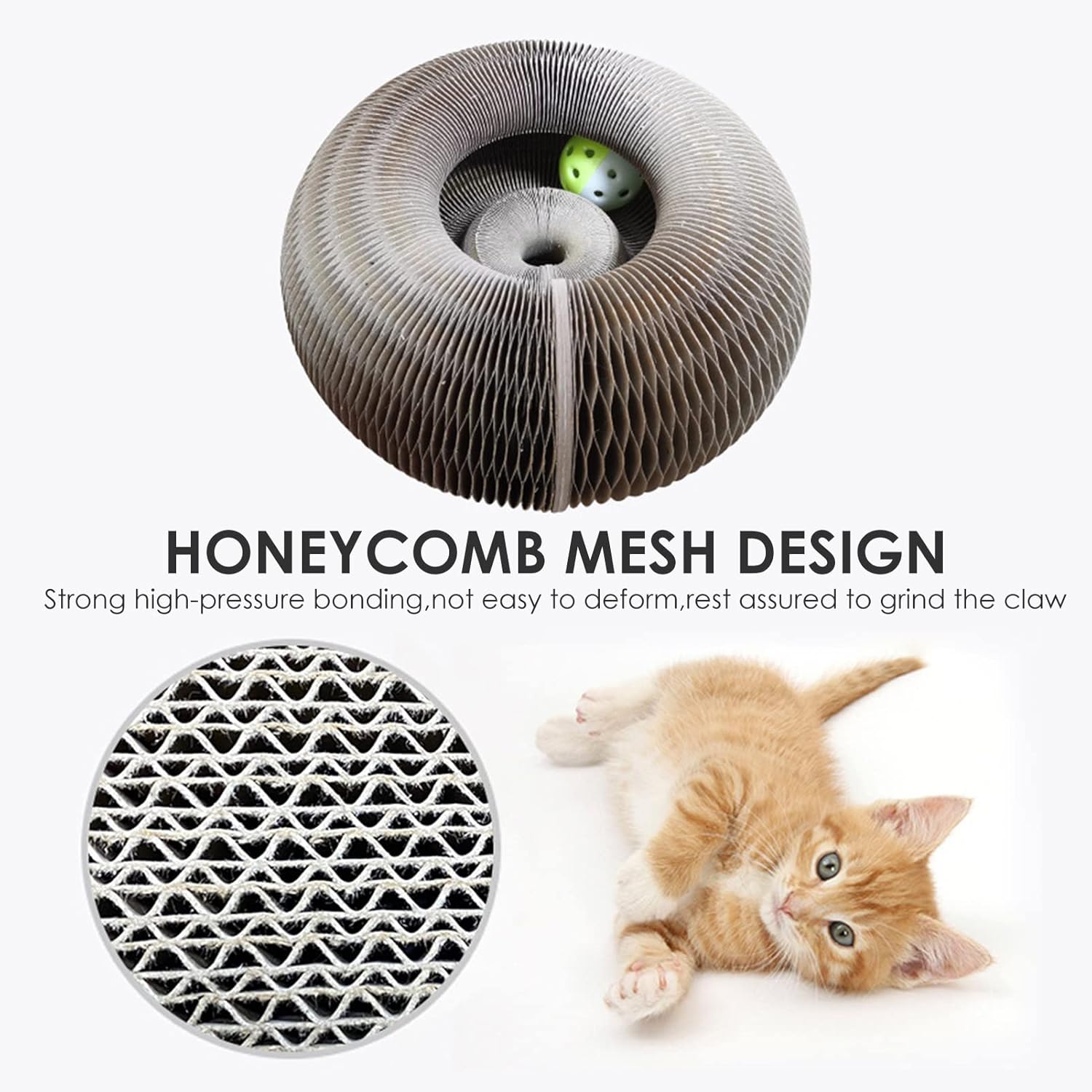 review Cat Scratching Pads | 2022 New Magic Organ Foldable Scratch Board, with a Toy Kring Ball, Cat Grinding Interactive Scratch Board, Convenient Durable and Recyclable