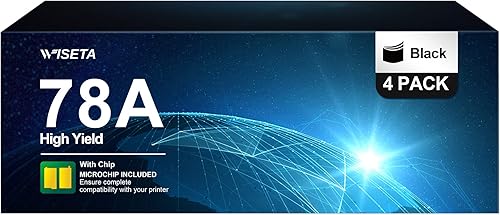 Cartuchos de tóner 78A, 4 cartuchos de tóner negros de alto rendimiento para HP 78A CE278A | Funciona con HP Laserjet Pro P1566, P1606 Series, HP