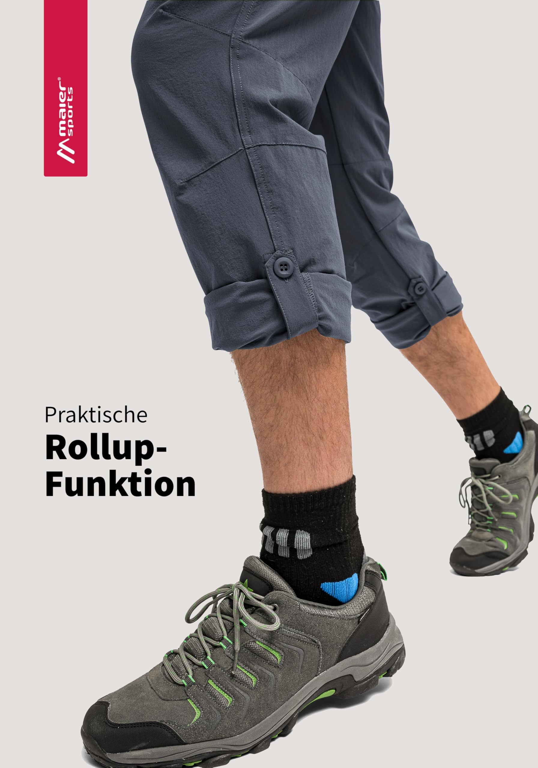 Maier Sports Nil, Pantalon de randonnée pour homme, Pantalon outdoor déperlant pour le trekking et la randonnée, Sans PFC, mSTRETCH pro 4 et Dryprotec, Fonction rollup