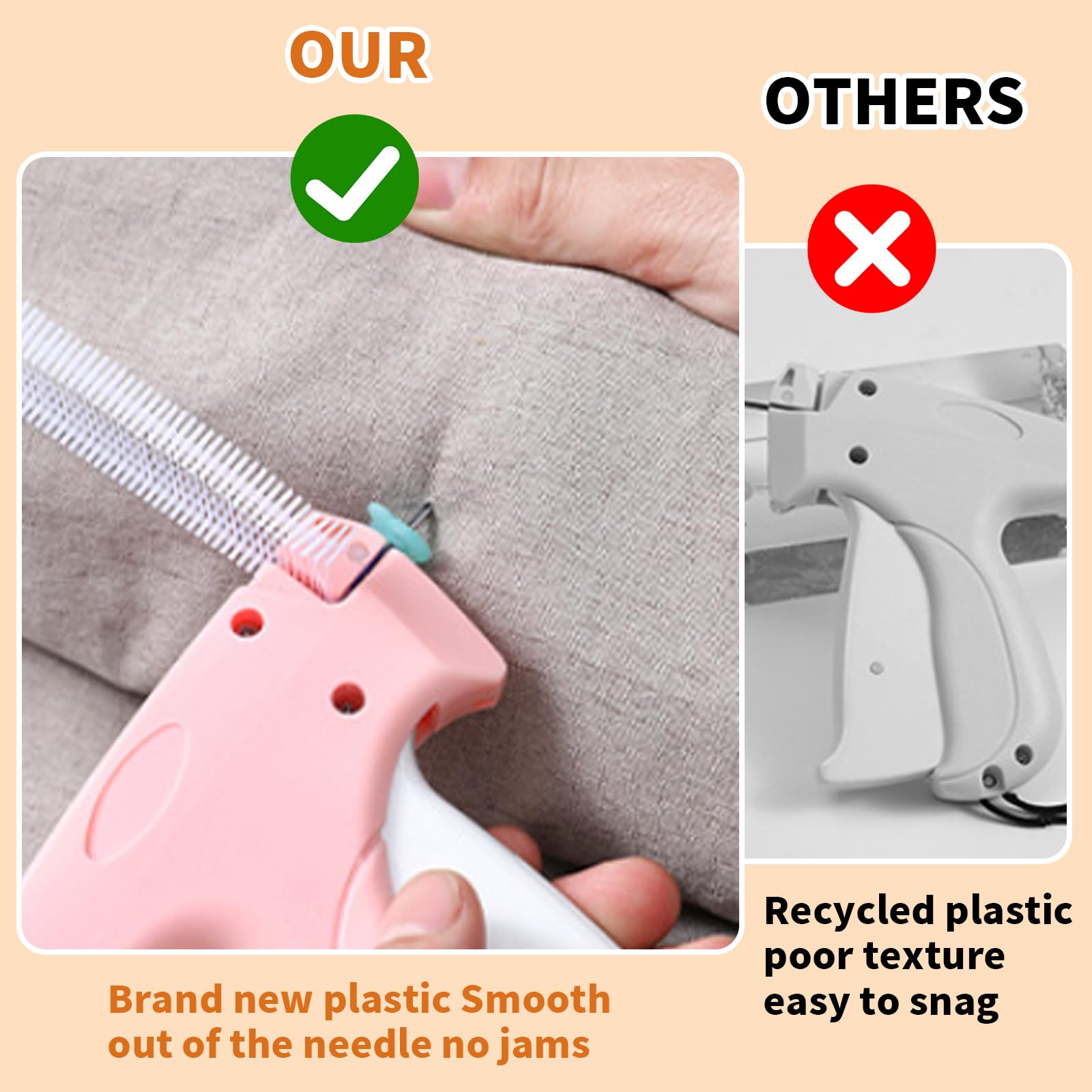 Pistolet à Étiquettes pour Vêtements Rose – Machine à Étiqueter 5 Aiguilles 1100 Épingles