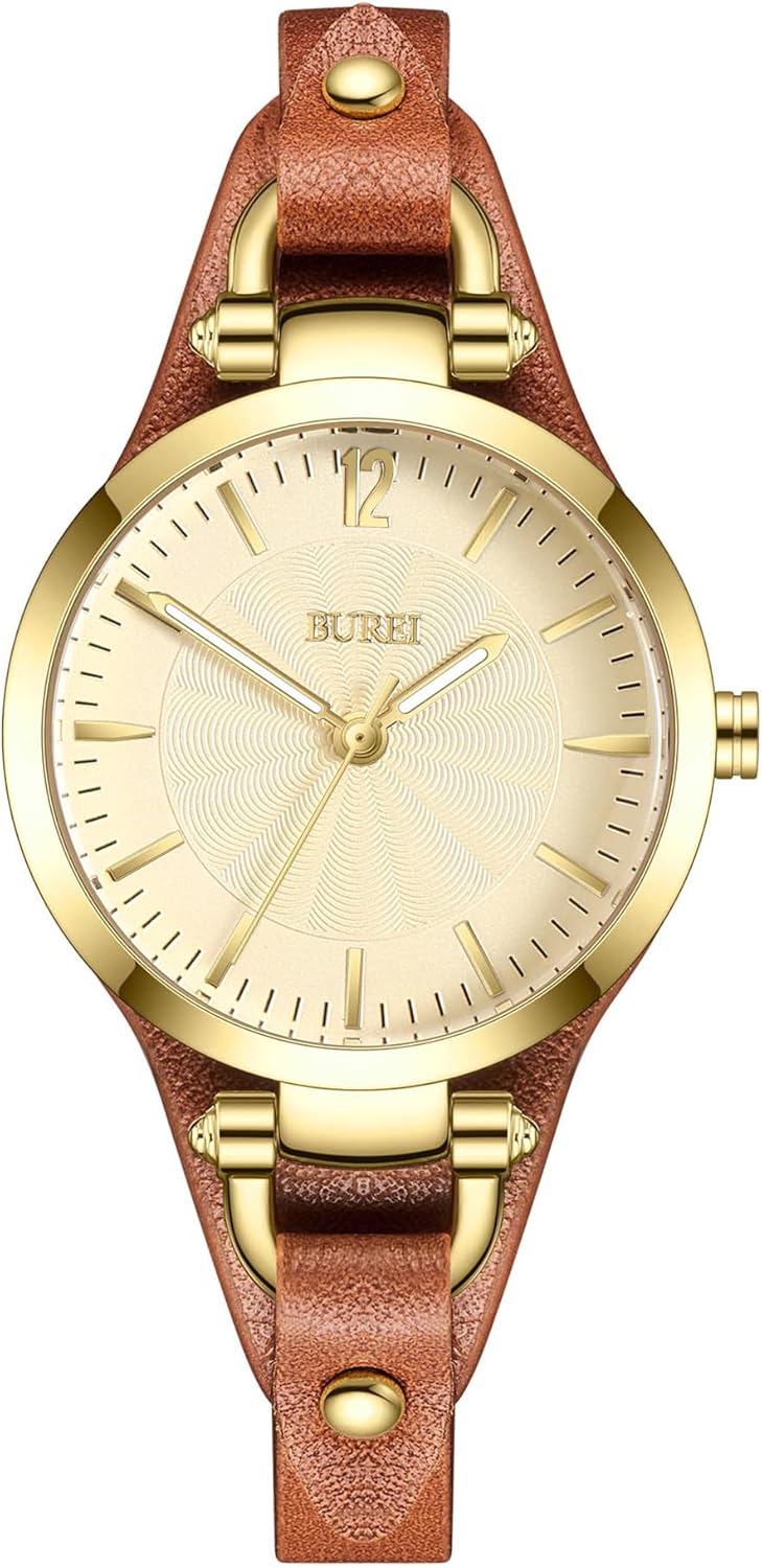 BUREI Women Watches Simple Leather Strap Watch Luxury Quartz Watches Small Thin Ladies Watch Bracelet Band Wristwatch Relogio Feminino