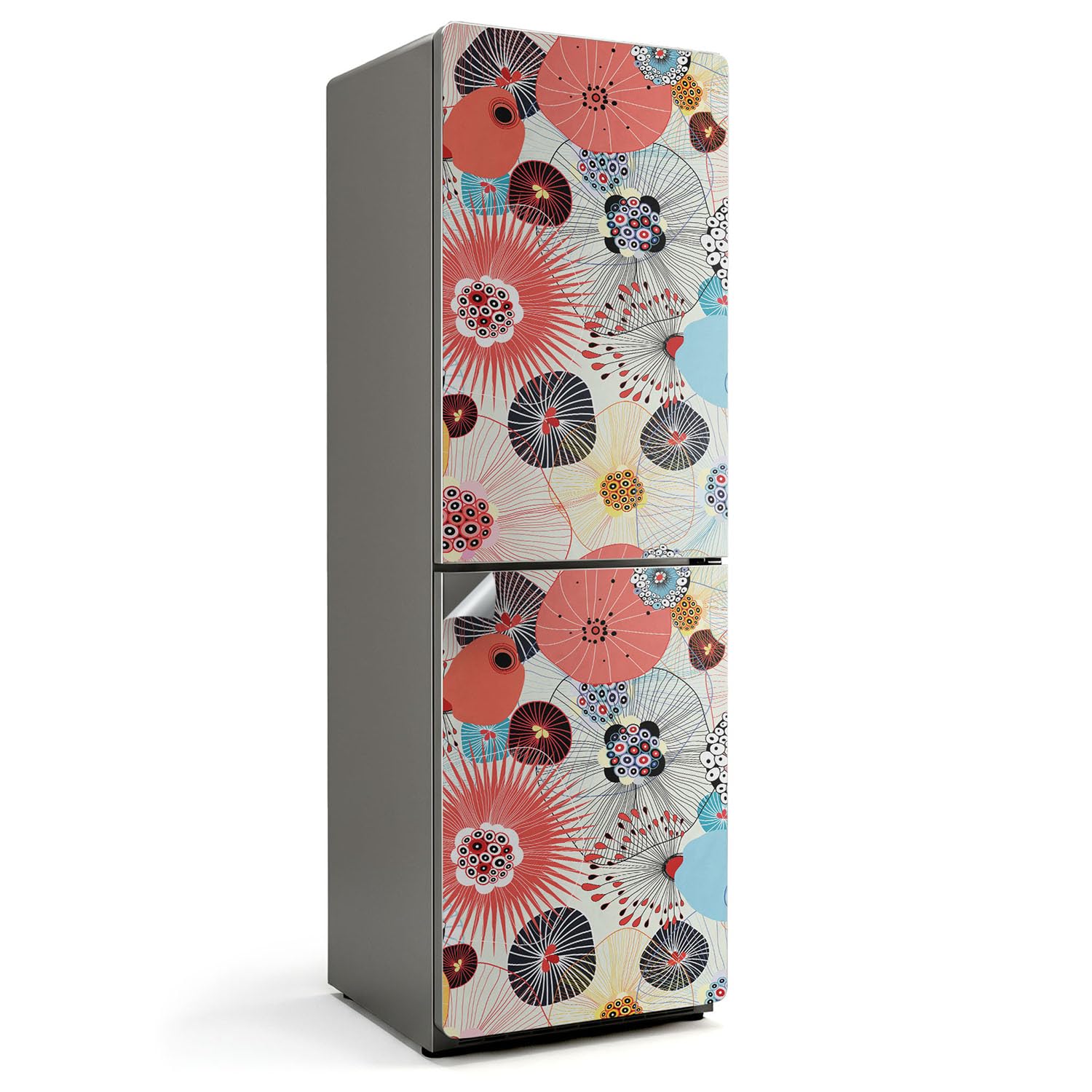 Sticker frigo 60x190 cm floral abstrait pour relooker votre cuisine
