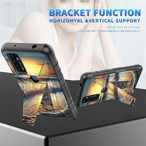 Miniatura 157 de AT&T Calypso 2 (U319AA) Funda con protector de pantalla de vidrio templado resistente con función atril integrado para debut de críquet, ciervo