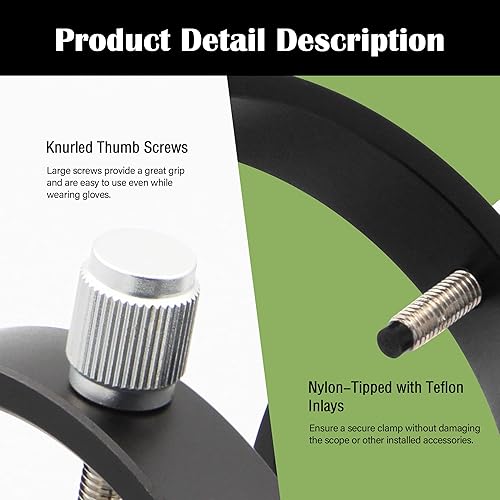 Miniatura 6 de Astromania Juego de anillos de guía ajustables con placa – 3.543 in de diámetro interior (par) – para tubo de telescopio de diámetro o buscadores