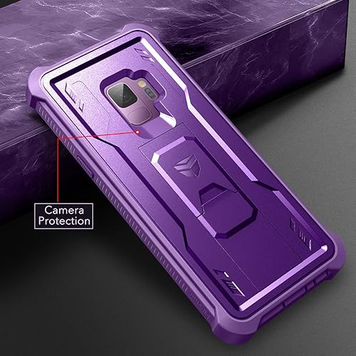 Miniatura 7 de Dexnor Funda para Samsung Galaxy S9, Protector de pantalla y soporte integrados Protección de grado militar resistente a prueba de golpes para