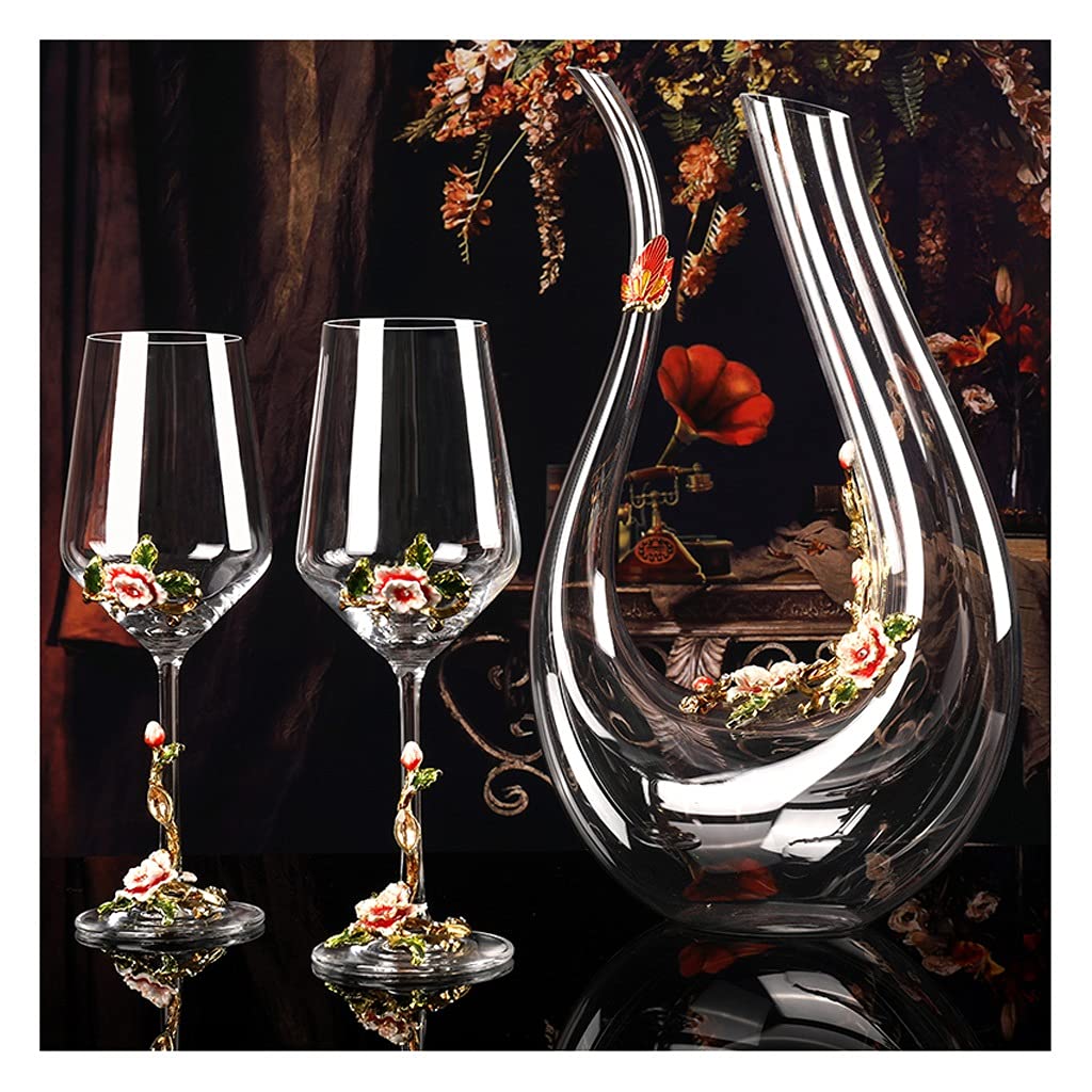 Decanter per vino Decanter creativo Cristallo smaltato Set di bicchieri da vino rosso senza piombo Decanter Versatore per vino domestico Utensili da vino per bar e ristoranti Decanter per whisky (Co