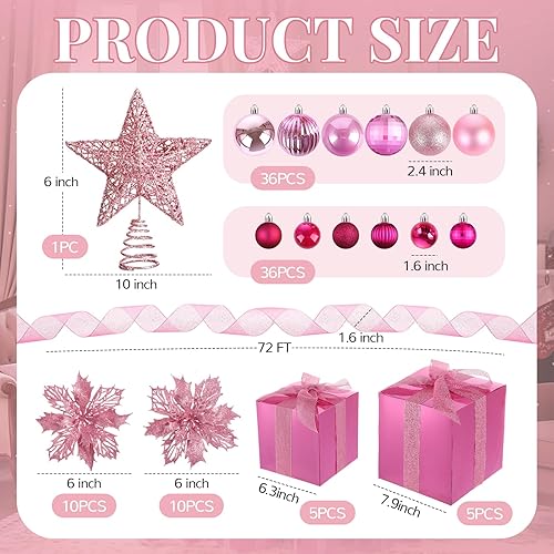 Miniatura 2 de Skylety Juego de 104 decoraciones para árbol de Navidad, adornos colgantes inastillables para árbol de Navidad, decoración de estrella para árbol de