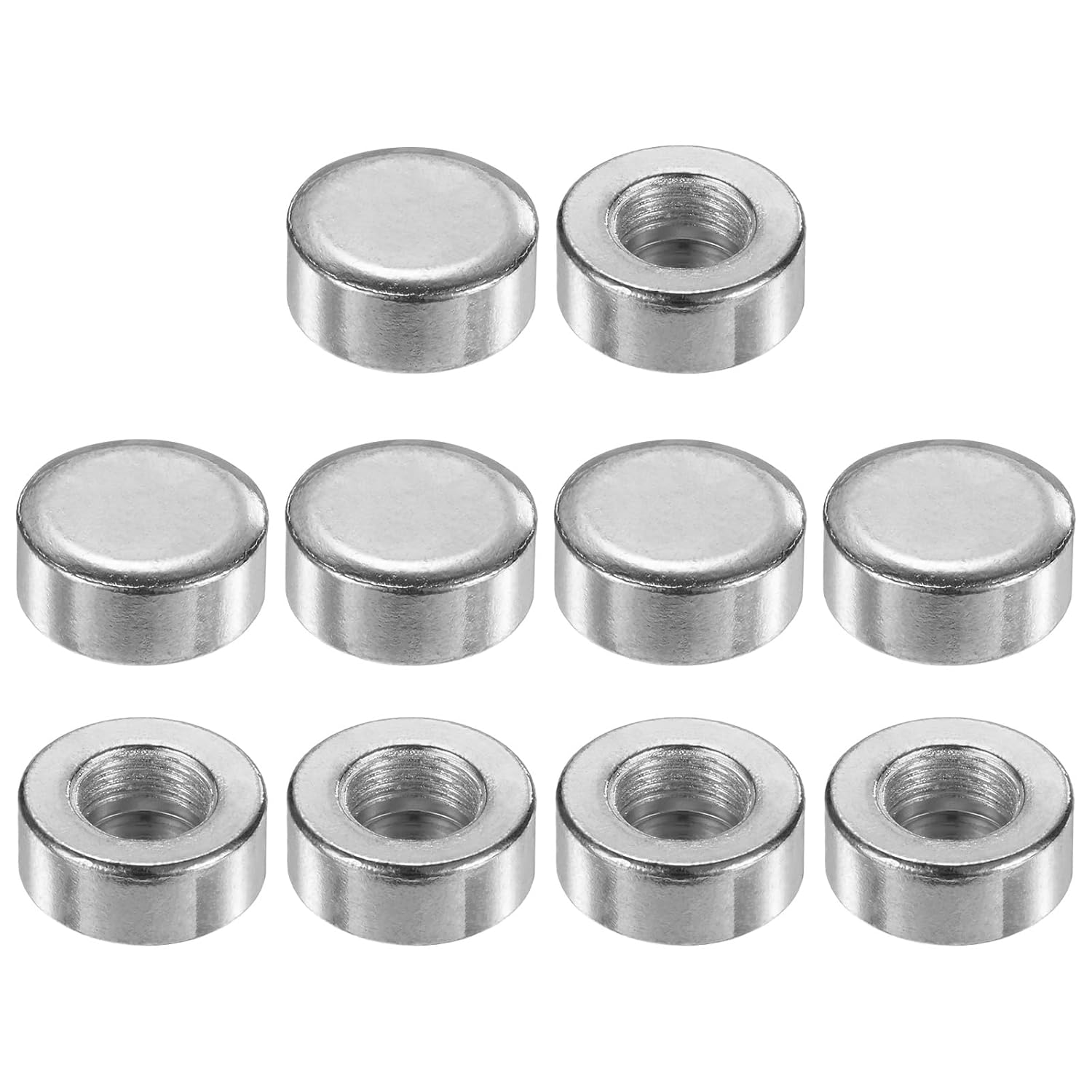 10-Pack Lamp Finials Caps, M10x18mm Carbon Steel Flat Head Thread Decoration Screw Knob for Lighting Furniture/DIY Project/Lamp Shade Holder Harp Top Replacement [Silver Tone]