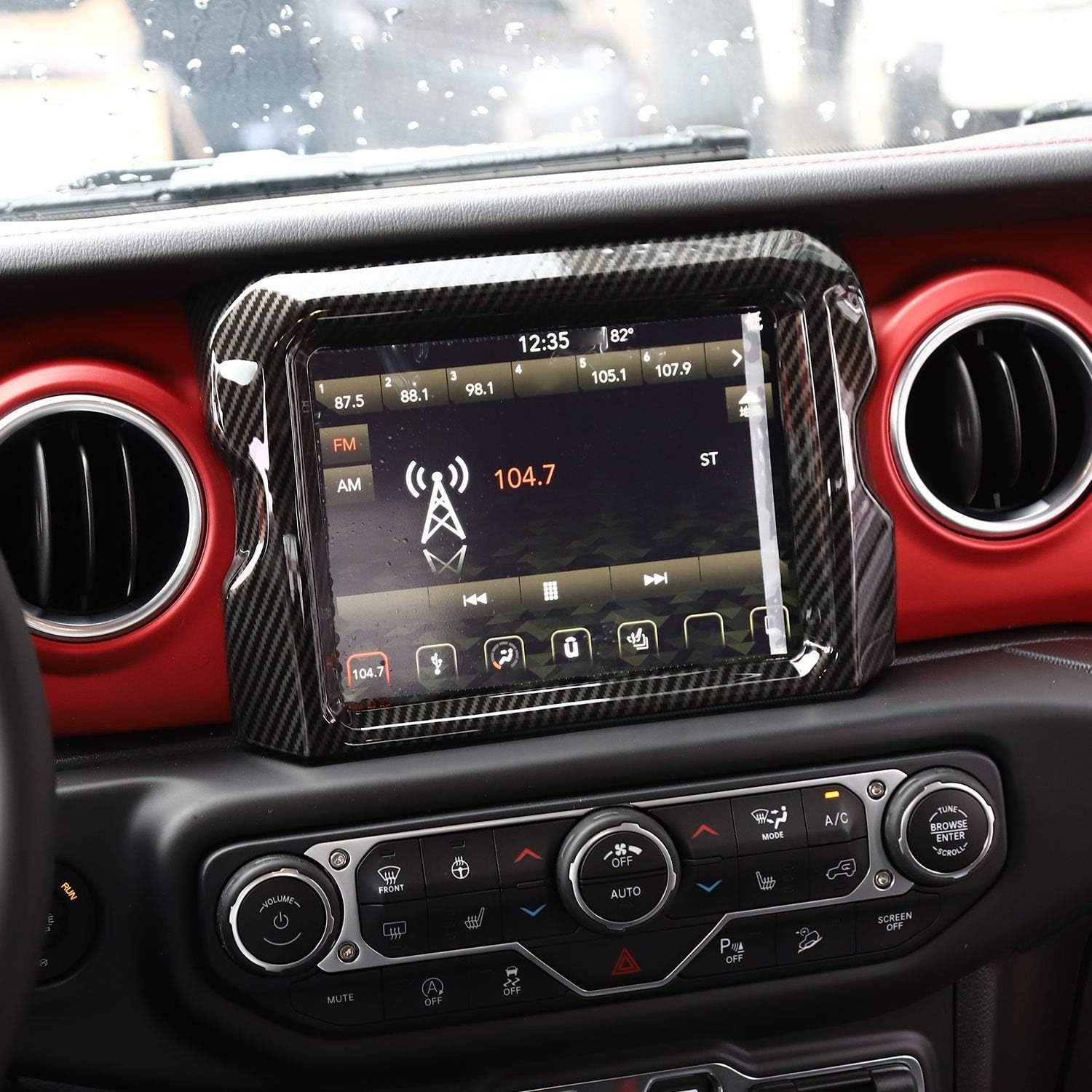 8.4" GPS Navigation Panel Bezel Trim Cover for 2018-2023 Jeep Wrangler JL JLU & 2020-2023 Jeep Gladiator JT (Carbon Fiber Grain)