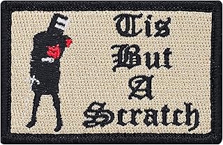 Tis But A Scratch Black Knight Hook and Loop Patch Morale Tags Fully Embroidered (Black and White) - Morale Tags