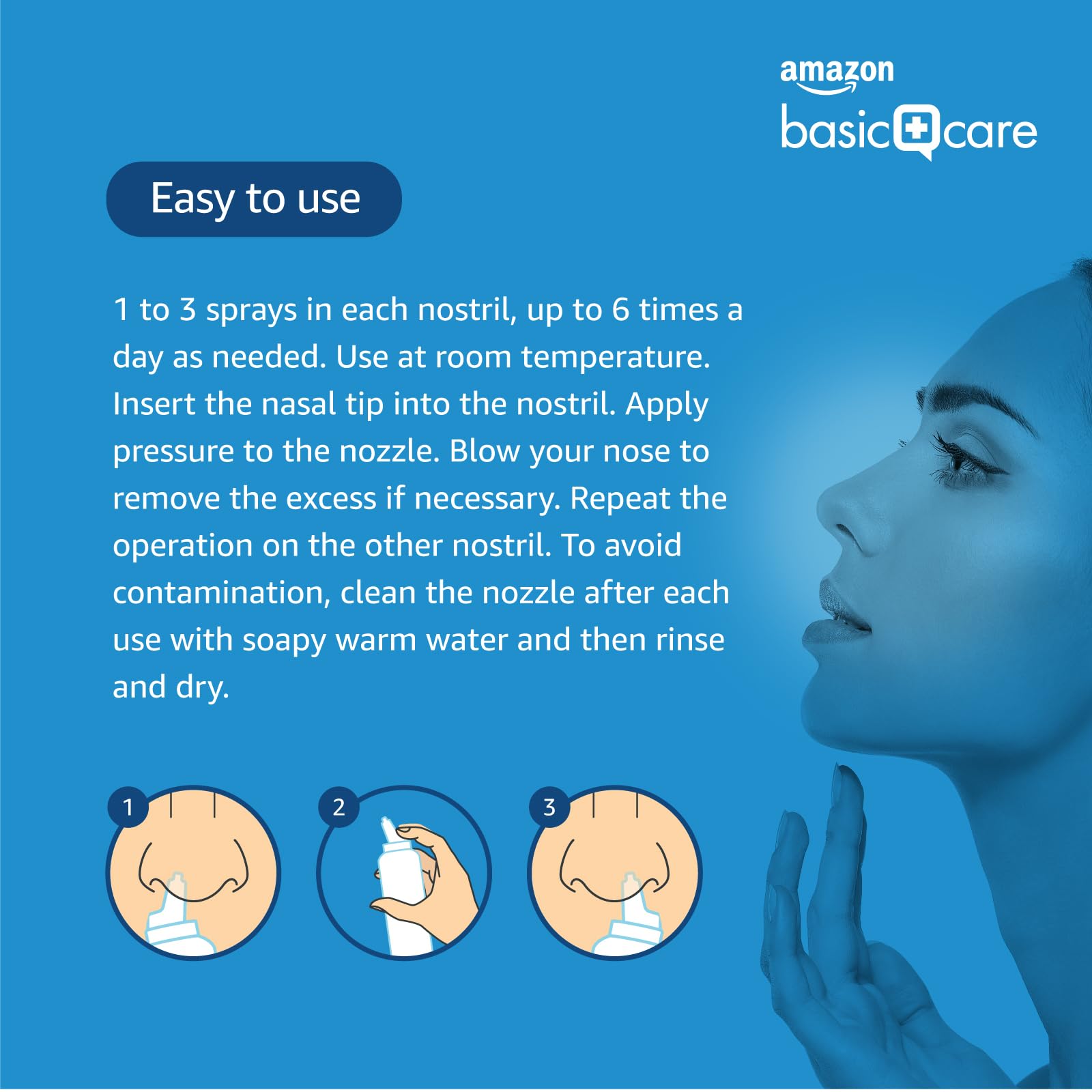 Amazon Basic Care - Spray Nasal à l'Eau de Mer Naturelle 100 ml