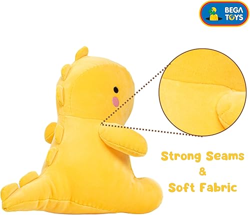 Miniatura 3 de Peluche de dinosaurio, animal de peluche de dinosaurio amarillo de 12 pulgadas, relleno de algodón de alta calidad, tela suave y elástica, costuras