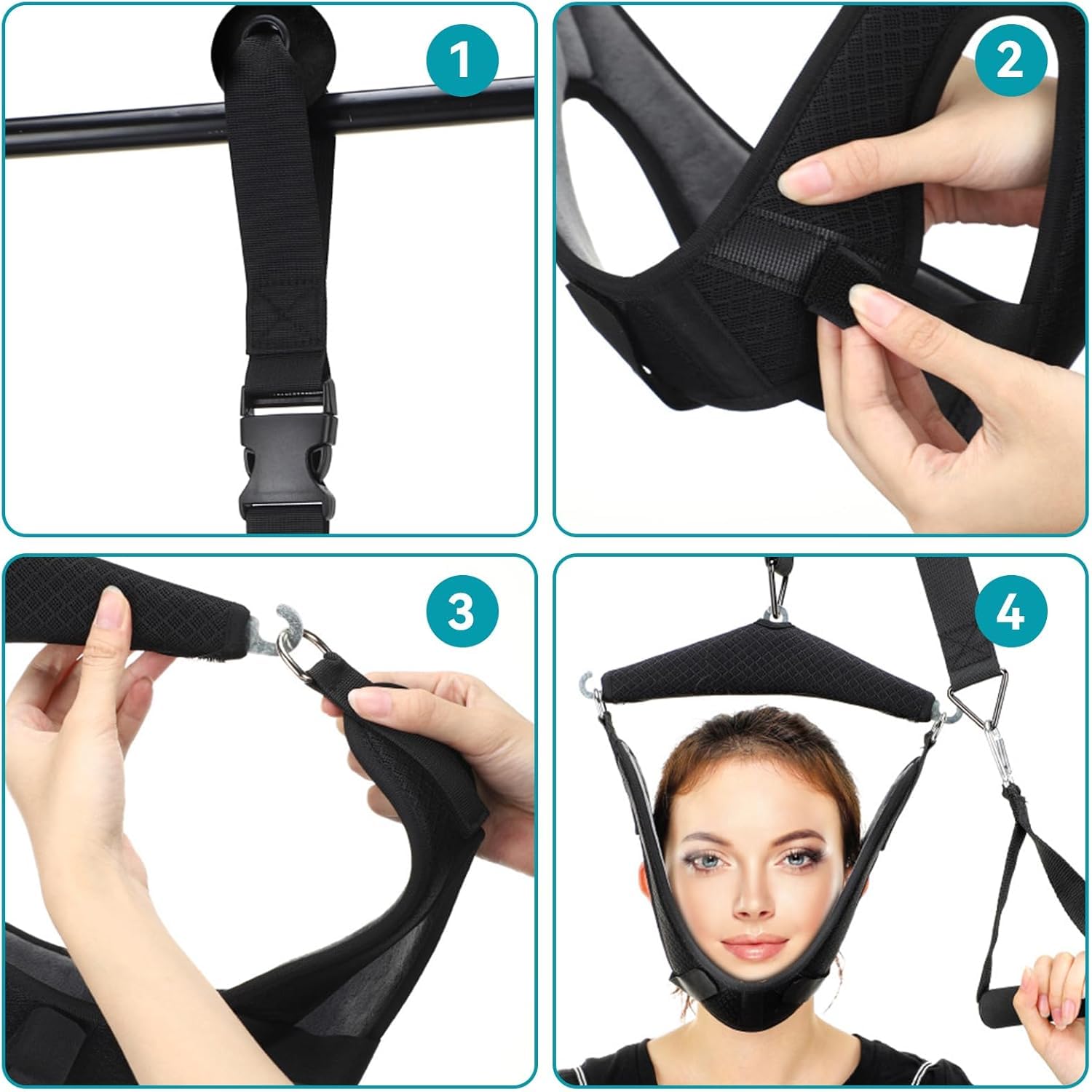 Dispositivo de tracción cervical para el cuello sobre la puerta, hamaca portátil para aliviar el dolor de cuello, descompresión de la columna vertebral, ayuda de terapia física para uso doméstico u
