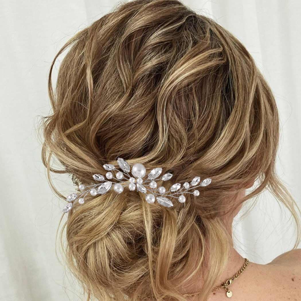 Épingles à cheveux de mariage en perles argentées barrette à cheveux en strass pour femmes