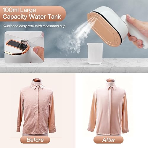 Miniatura 5 de SEAINS Mini plancha de vapor, vaporizador de viaje para ropa, mini plancha portátil, vaporizador portátil para planchar en seco y húmedo,