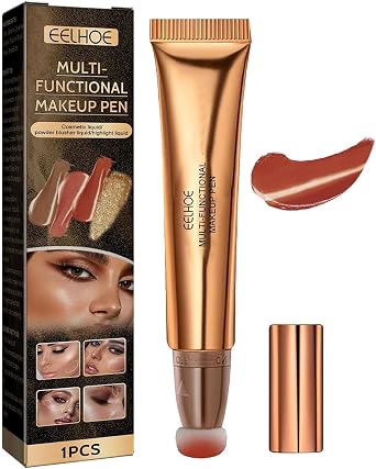 NOBONU Highlighter Beauty Wand, Liquid Face Concealer Pen, Highlighter Contour Blush Cream Touch Illuminator, Liquid Face Concealer Contouring Cushion Applicator, Cream Face Brush Illuminator Makeup
