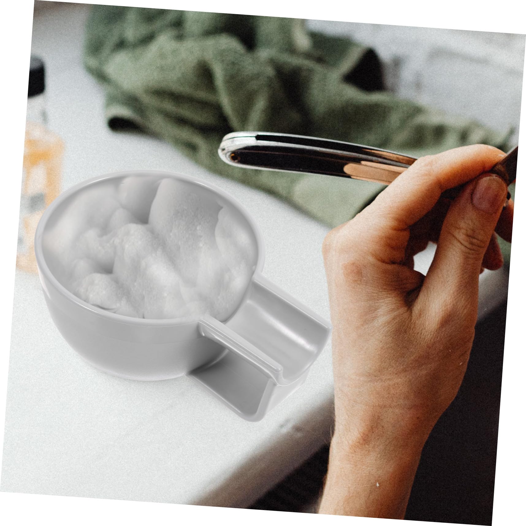Garneck Bol à Raser Sûr et Pratique en Plastique Pp Grosse Capacité Réutilisable Bol à Bulles de Savonnette pour Crème à Raser pour Hommes