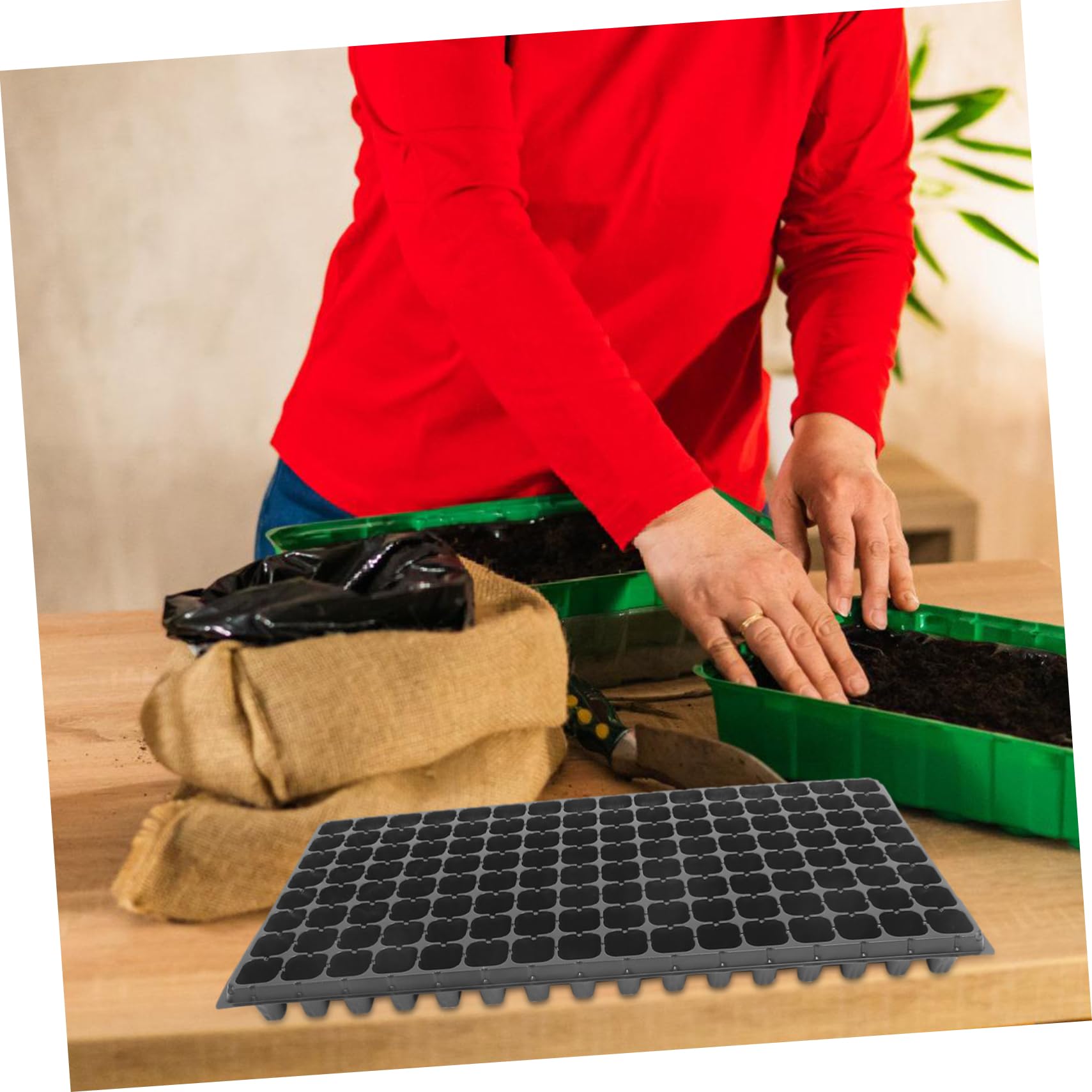 Happyyami Plaque de Germination 128 Alvéoles en PVC, Lot de 10, pour Semis de Graines et Potager Jardin, Ventilation Optimale, Retrait Facile