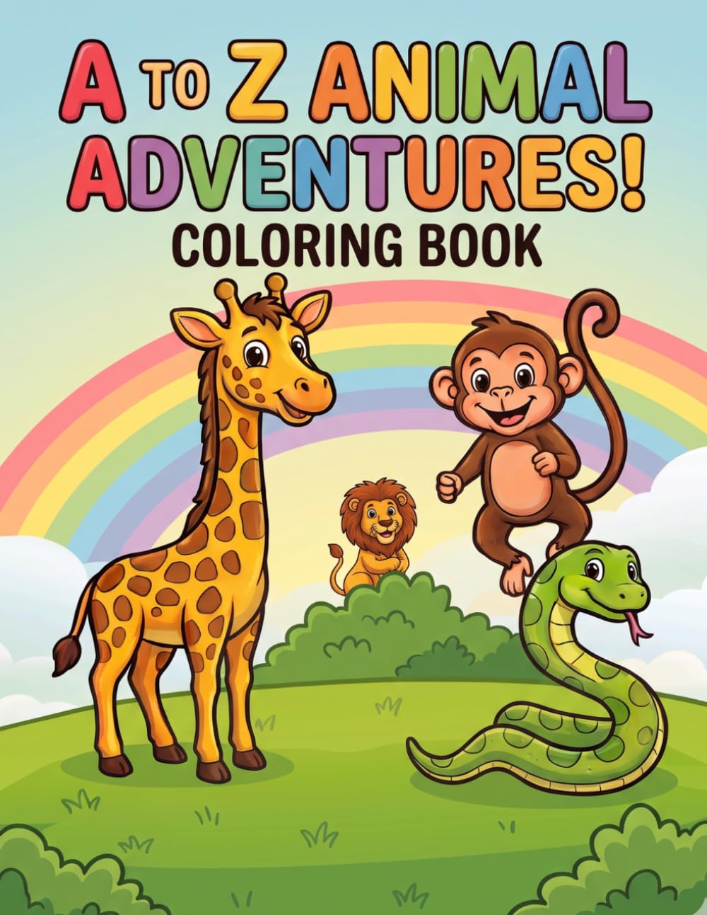 A to Z Animal Adventures Coloring Book: Fun Alphabet Learning, Letters and Words, and Practice for Toddlers, Preschool, and Kindergarten
