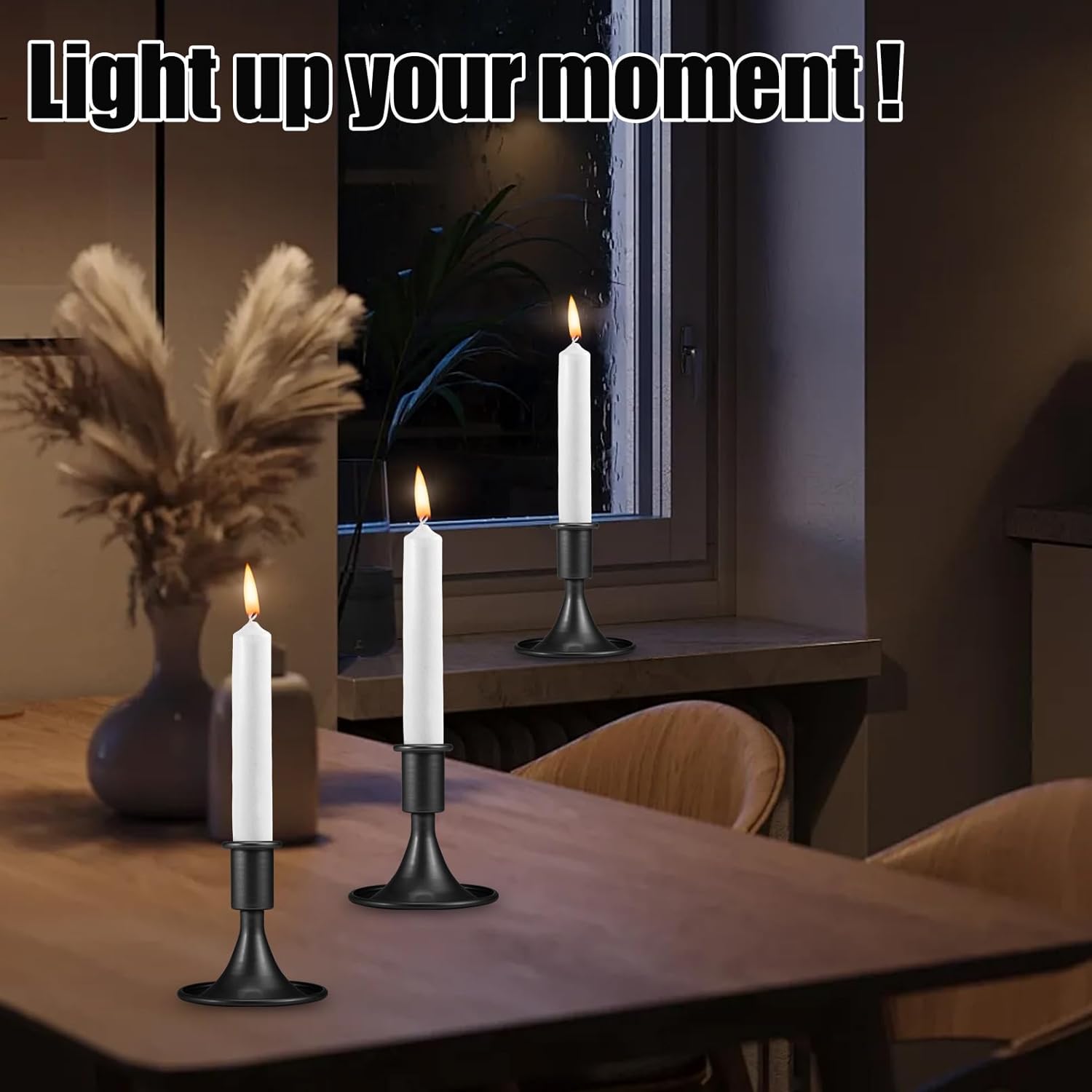 Candlestick Holders,Black Taper Candle Holder,Metal Candles Sticks Holders,Candle Holders for Table Centerpiece Wedding Christmas Table Decor, Set of 6 - Image 6