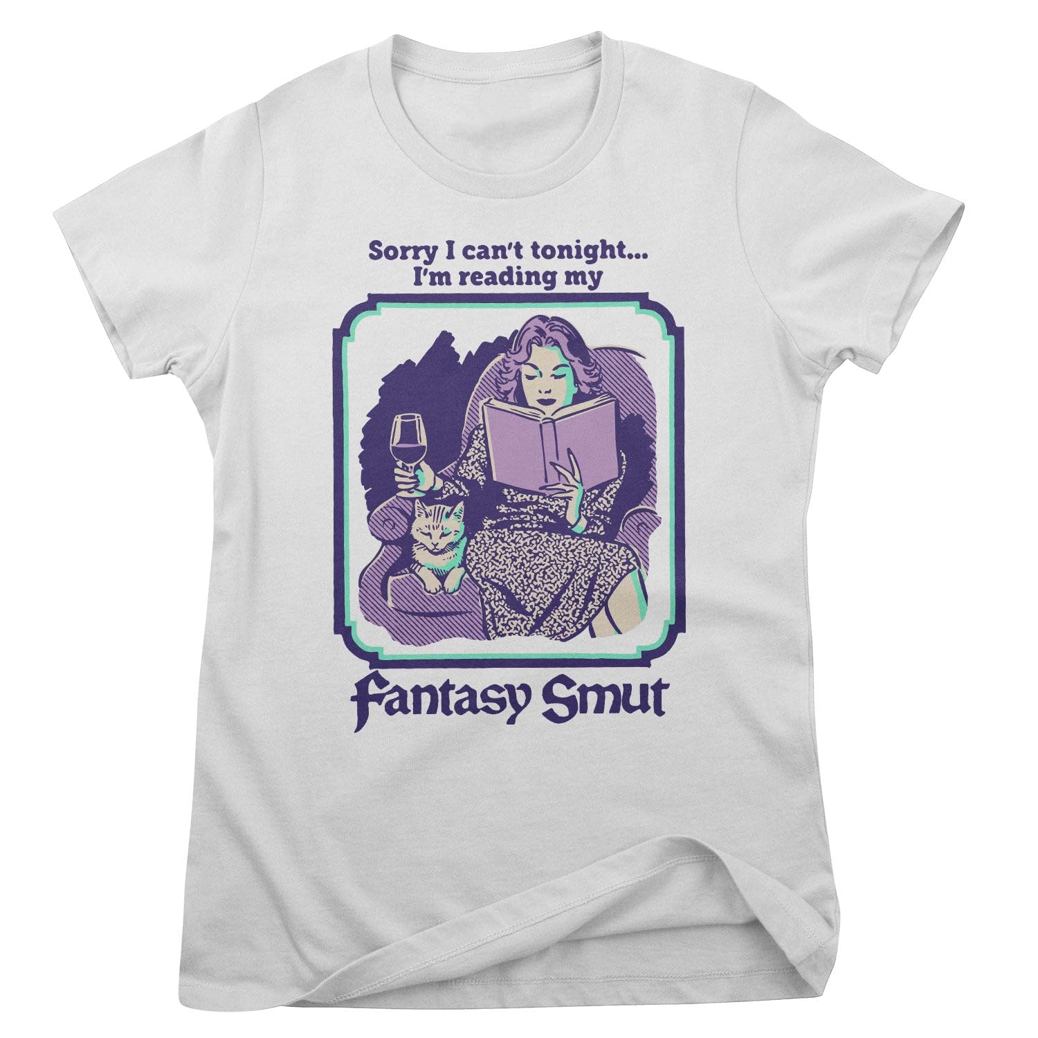 Steven Rhodes Women's White Officially Licensed Fantasy Smut T-Shirt (White), Large