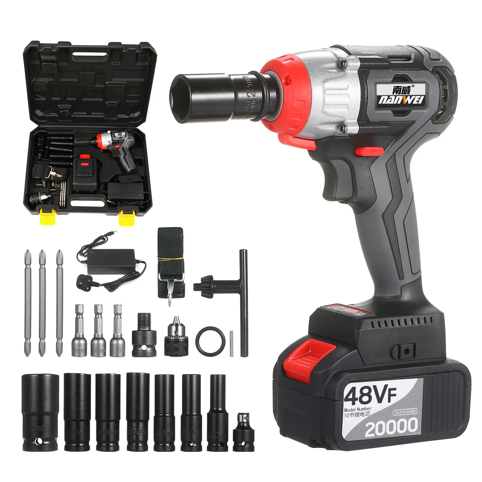 Buy Cordless Impact Wrench 380Nm Torque Brushless Motor with 1/2 and 5/