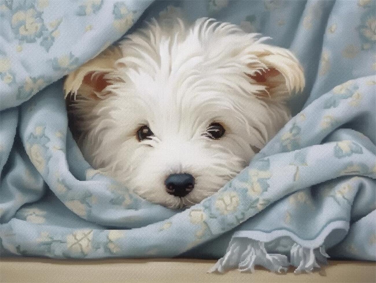 AxiangziK DIY Cross Stitch Kits Cartoon White Dog 11CT 80x100cm