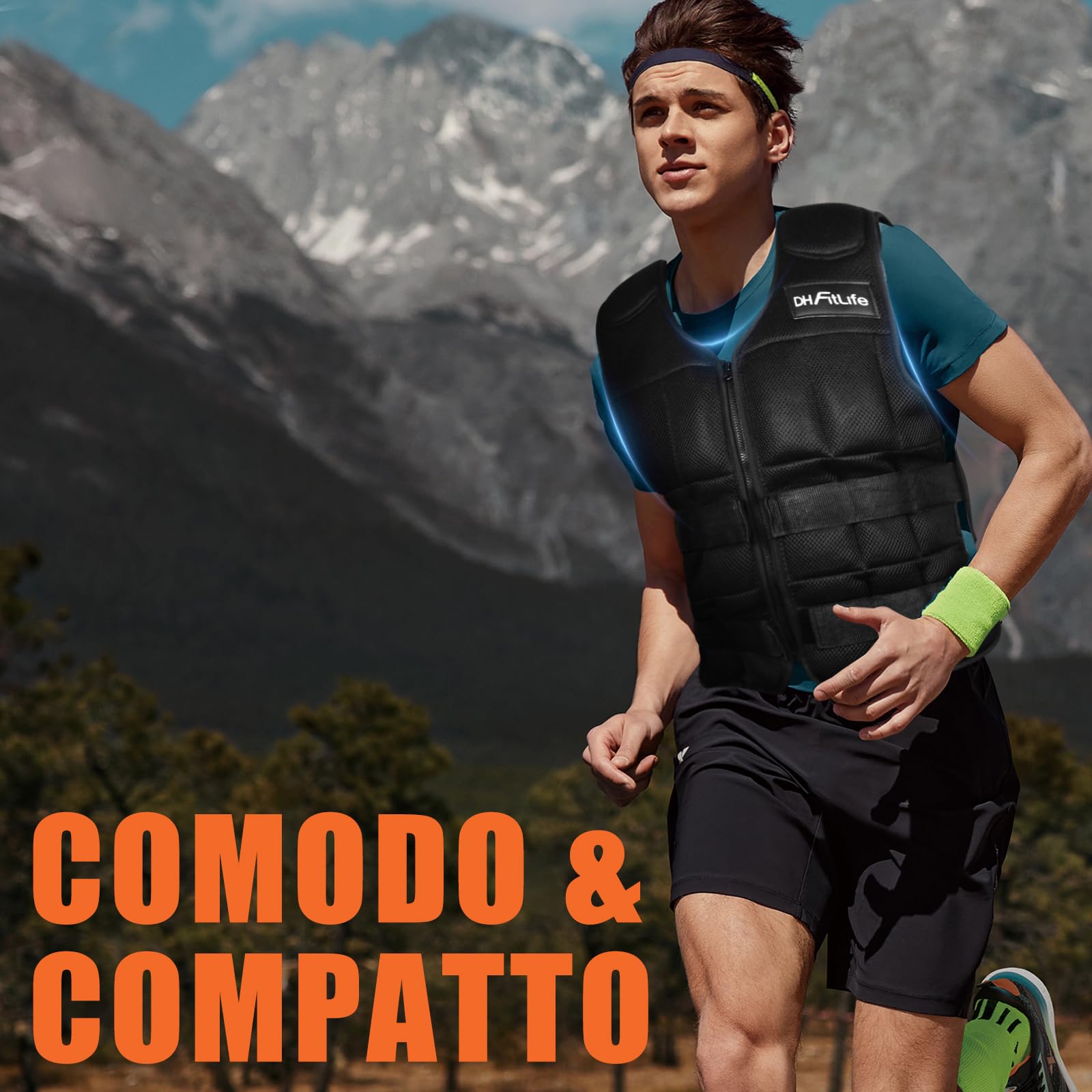 DH FitLife Giubbotto Zavorrato Regolabile 10/20/30kg | Gilet Zavorrato per Allenamento Crossfit, Corsa, Calisthenics e Sviluppo Muscolare | Gilet Pesi con Zip | Weighted Vest per Donna e Uomo