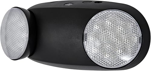 Vista 8 de TANLUX Luces de emergencia LED con batería de respaldo, luces de emergencia comerciales ajustables de dos cabezales, paquete de 4 (negro)