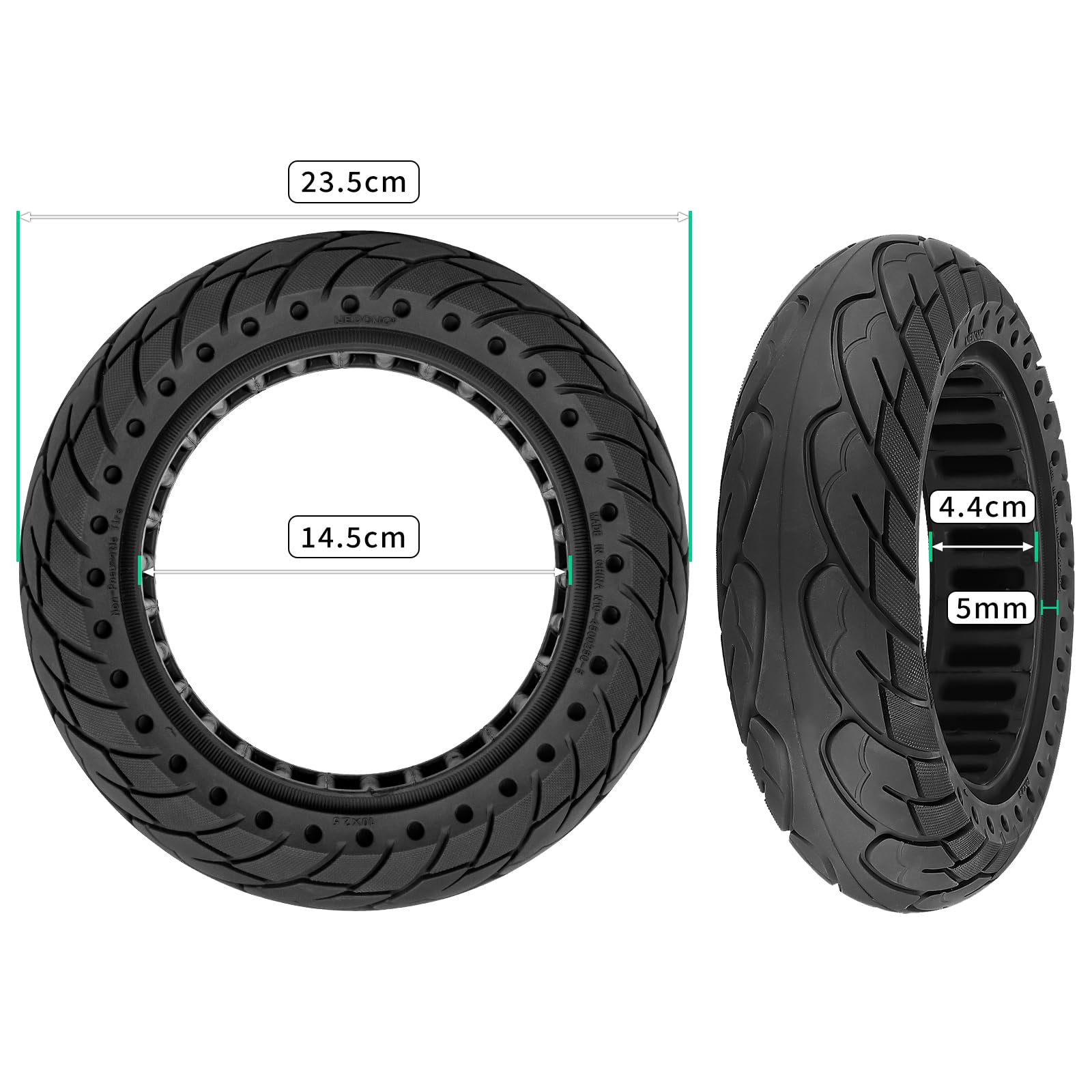 OUXI 10×2.5 Zoll Ersatz-Vollgummireifen 60/70-6.5 Für Ninebot G30 Max