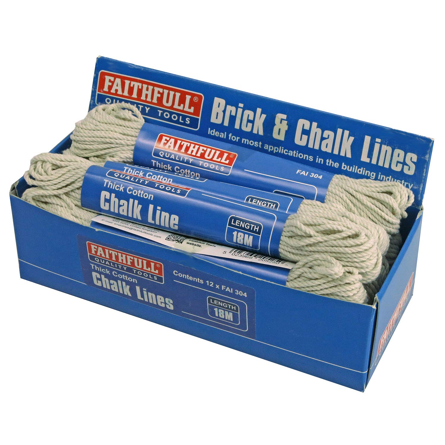 Faithfull - 304 dicker Baumwolle Schlagschnur 18m Box 12 - FAI304