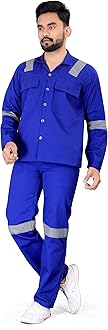 AREEVANZ Men's Reguler Fit Cotton Industrial Work wear Coveralls Shirt and Pant with Two Inch Reflective Tape