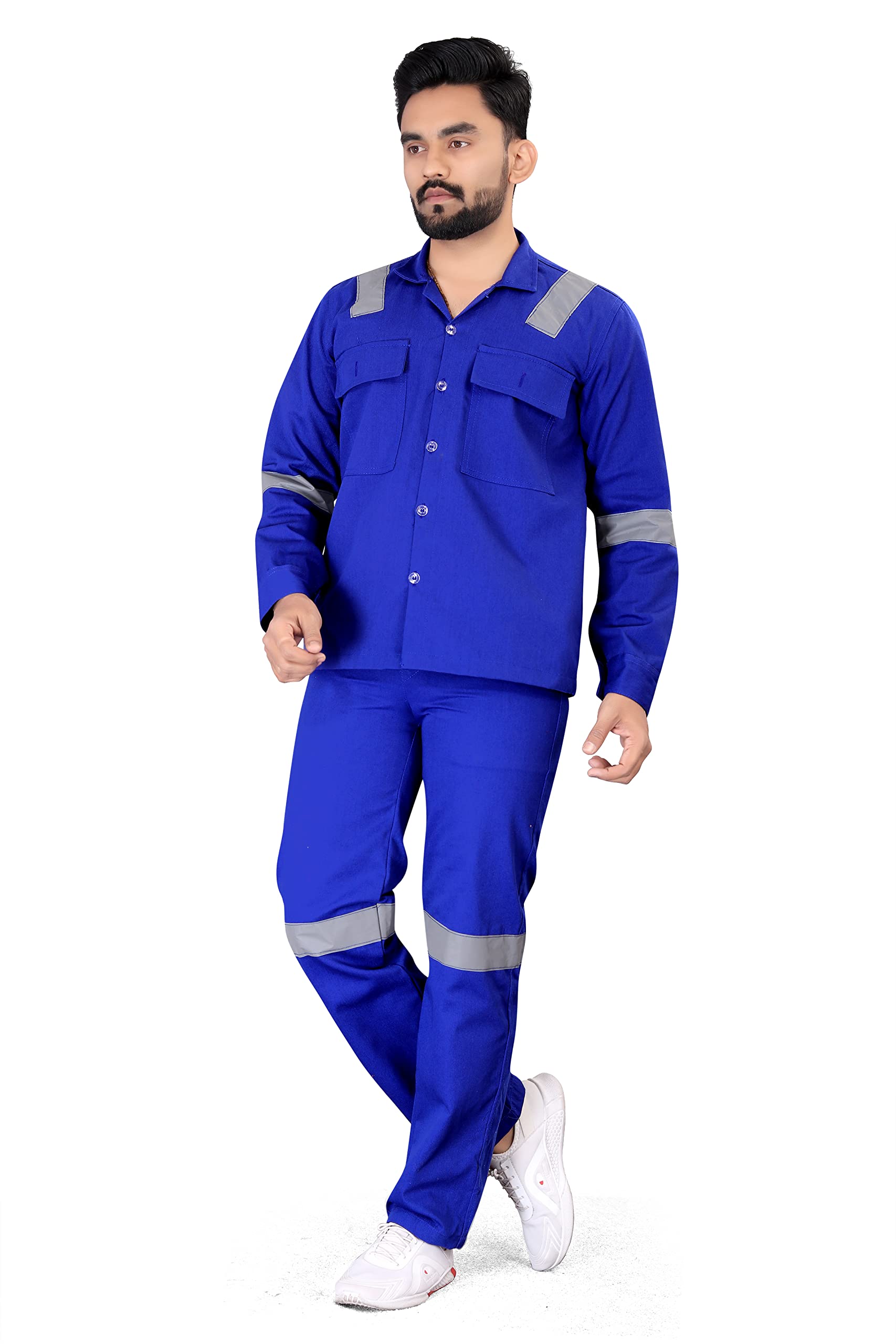 AREEVANZ Men's Reguler Fit Cotton Industrial Work wear Coveralls Shirt and Pant with Two Inch Reflective Tape