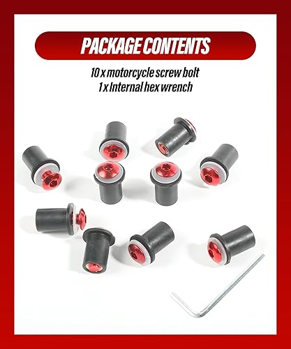 Vista 12 de ESEWALAS 10 tornillos para parabrisas, kit de tornillos para parabrisas de motocicleta, accesorios de automóvil, carenado de motocicleta, tornillos